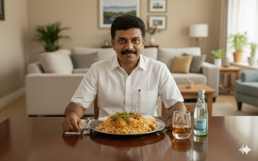 TN politician enjoying his meal