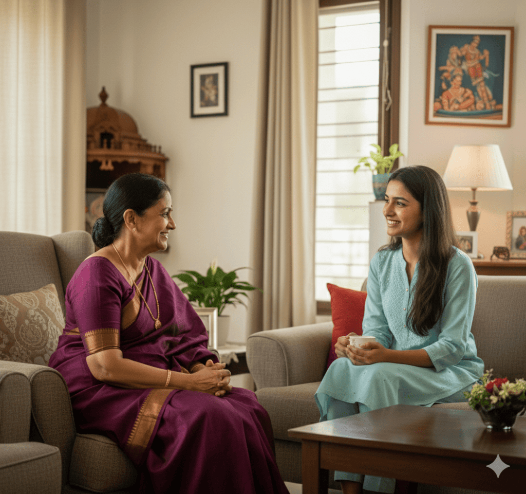 A warm conversation between wo ladies