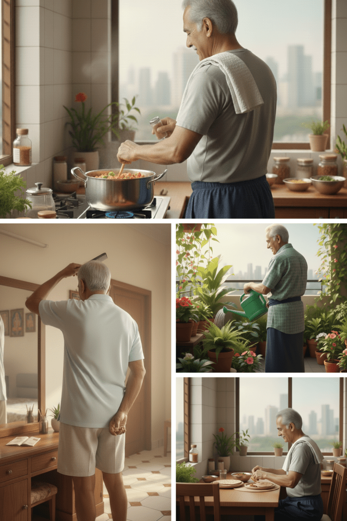 a man doing household activities
