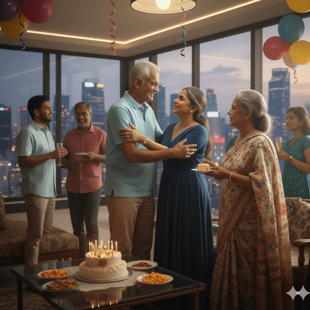 a candid conversation at party