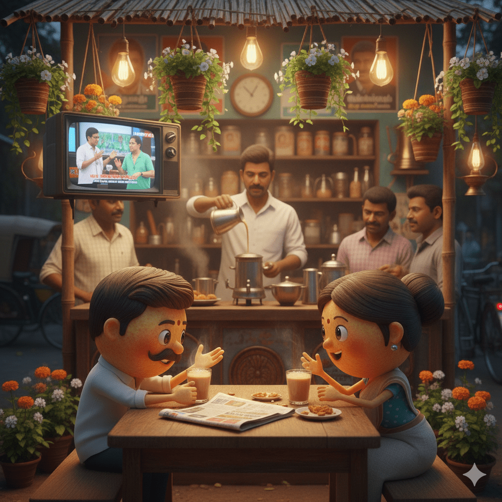 Pani puri couple enjoying Tea