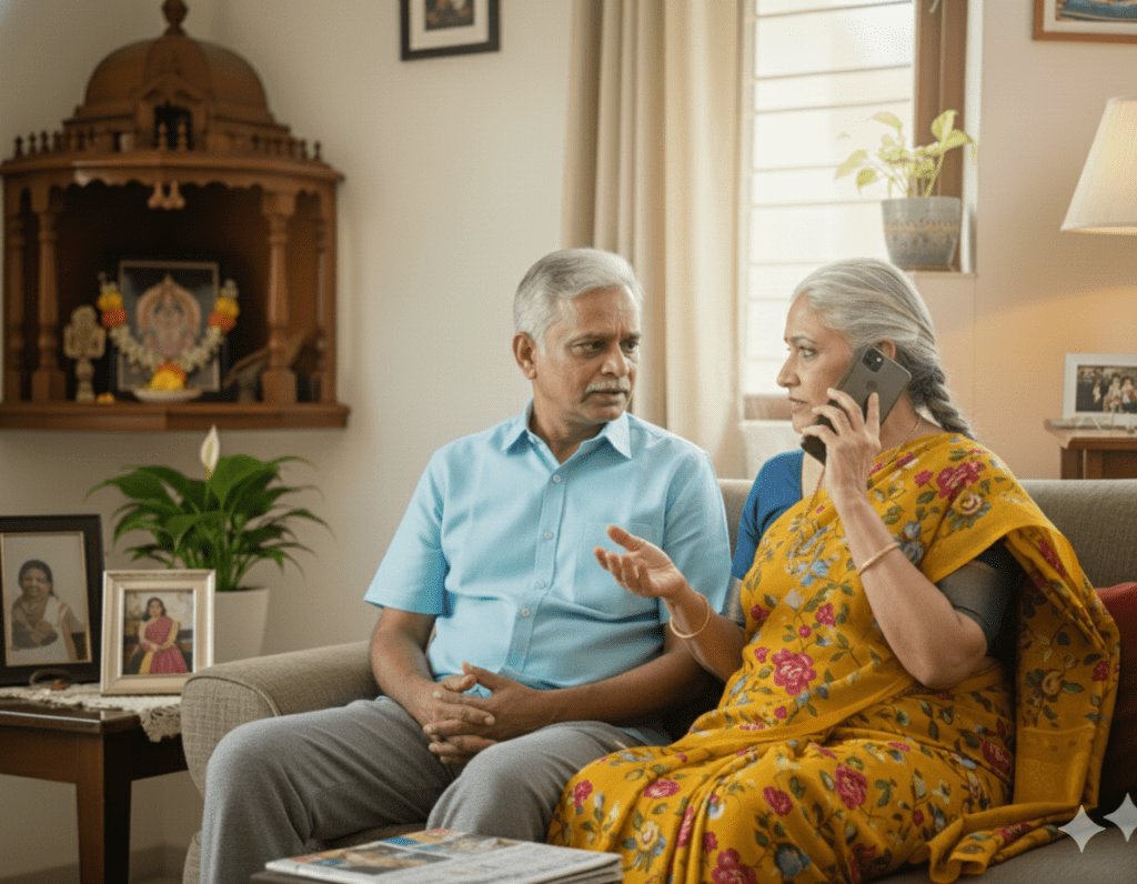 a senior attending phone call