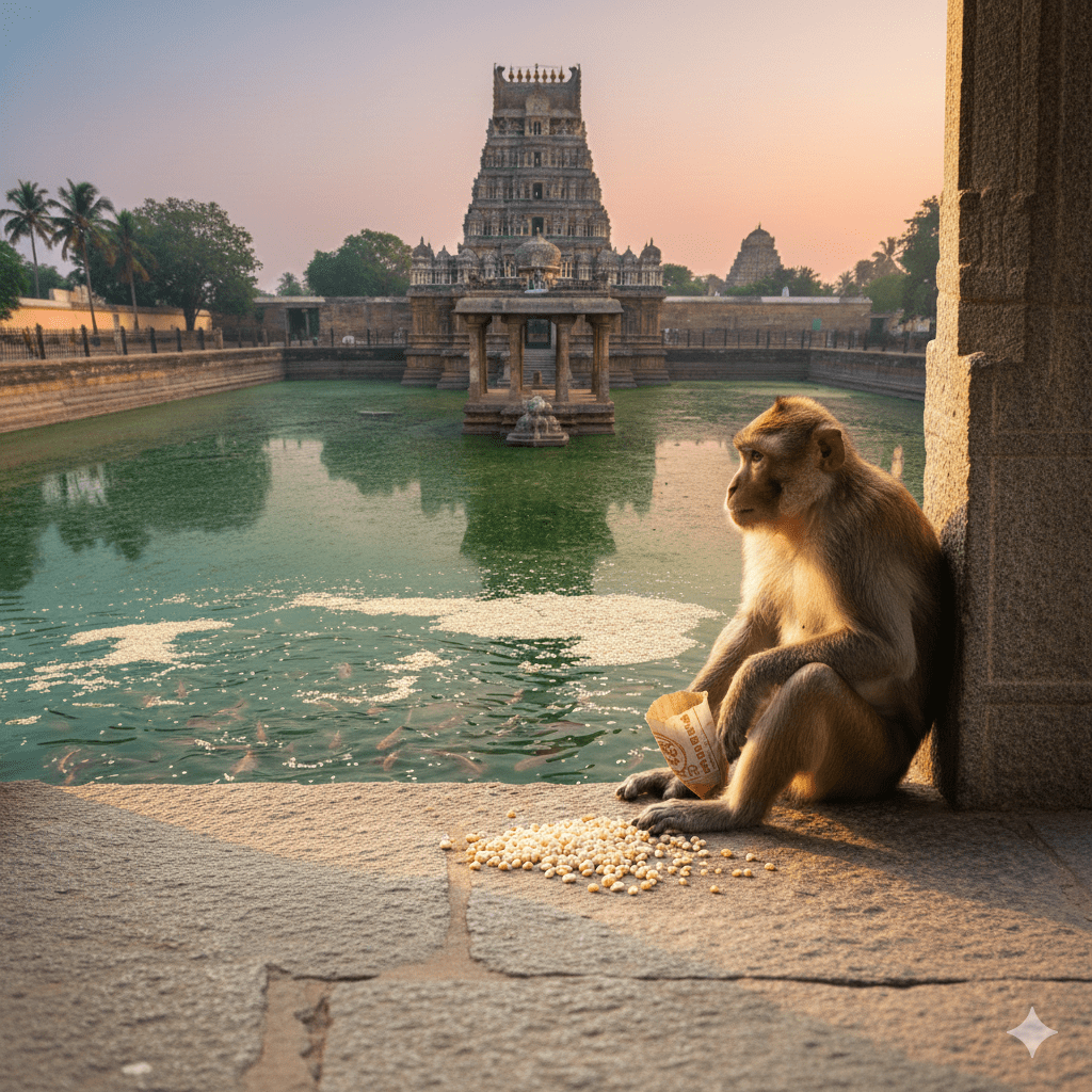 Monkey sitting in temple