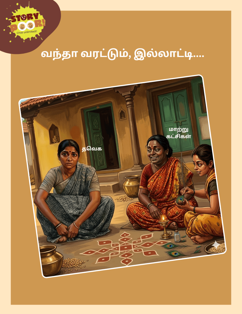 A Tamil Nadu family discussing in the courtyard