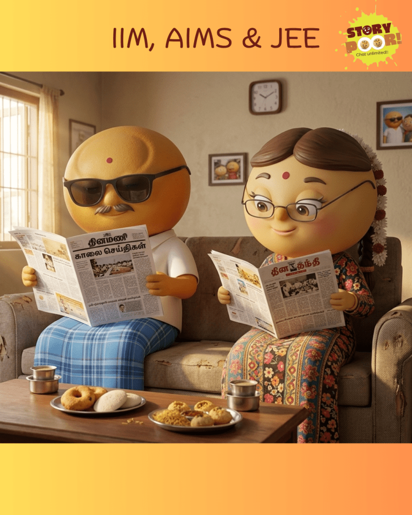 A satire joke where IIM and AIMS represent established political parties, while JEE represents a new party making its first entry into the election competition like an entrance exam.