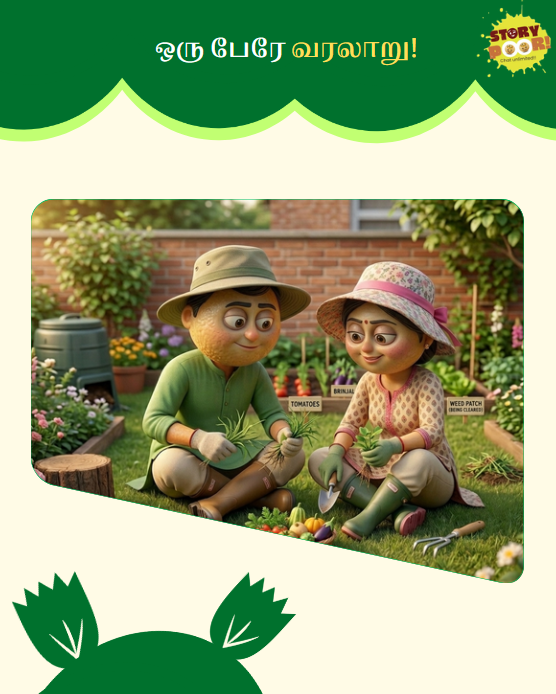 A pani poori couple chatting in the garden