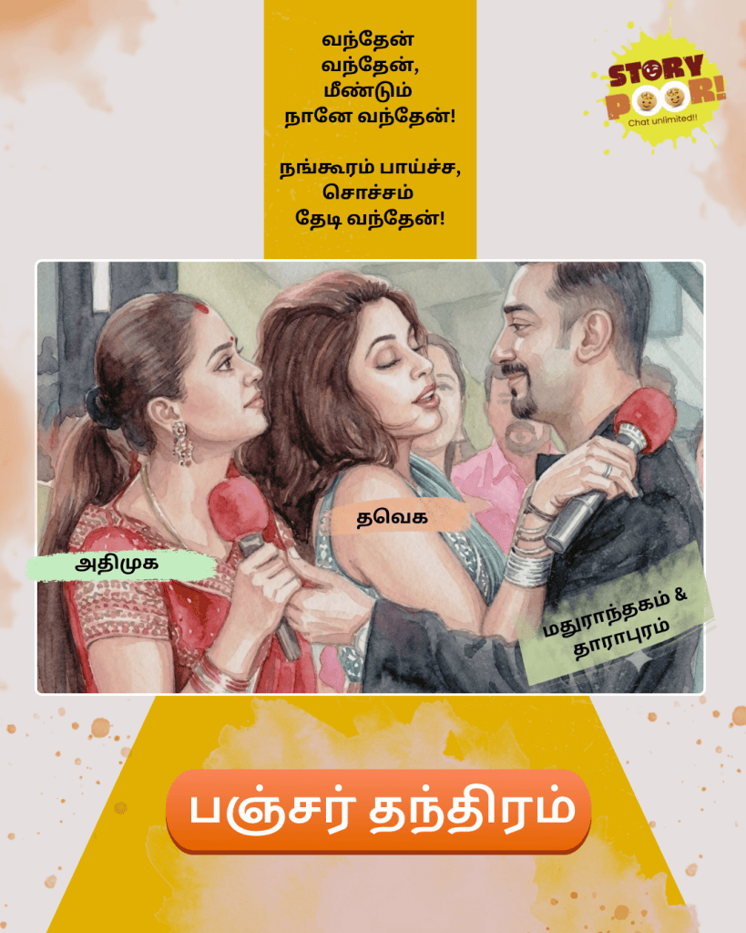 A tamil movie Panchathandhiram poster remake for tamilnadu bypolls election 