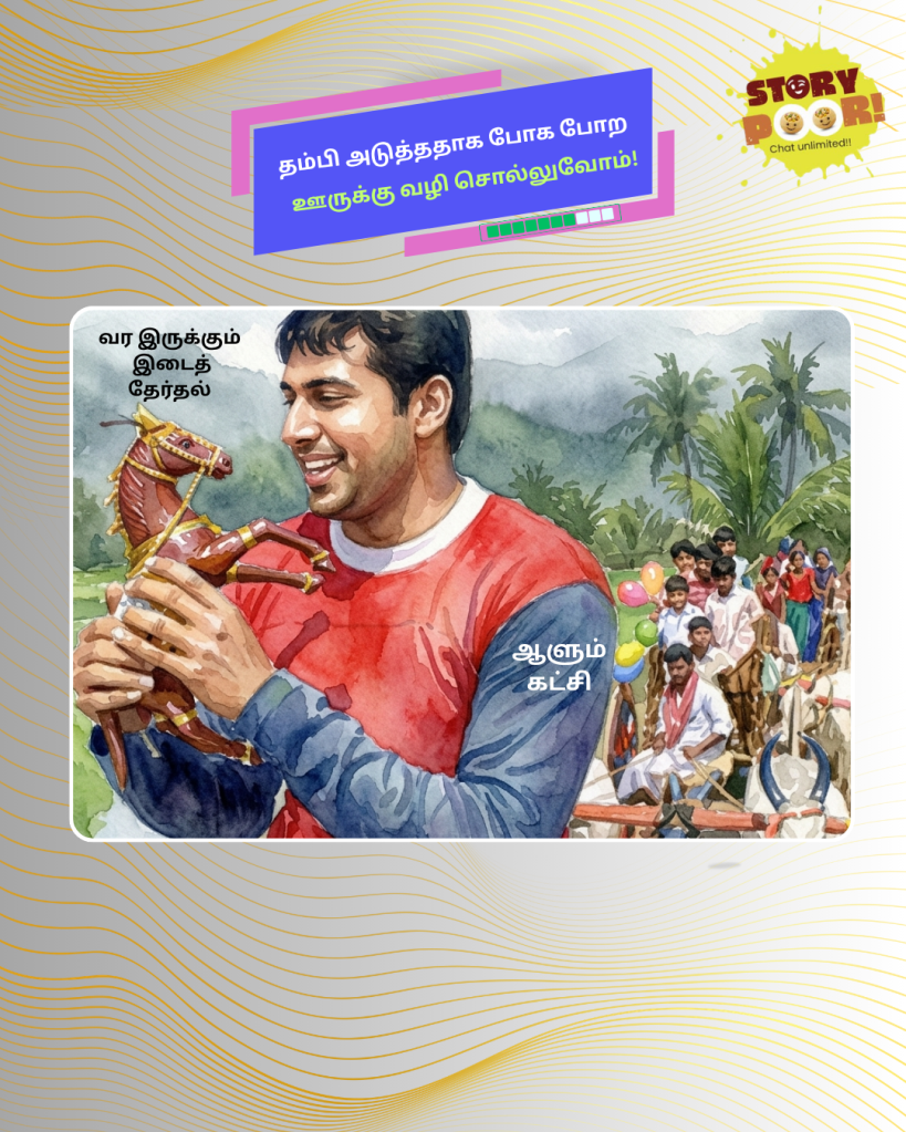 A comic poster for Tamil Nadu By-polls