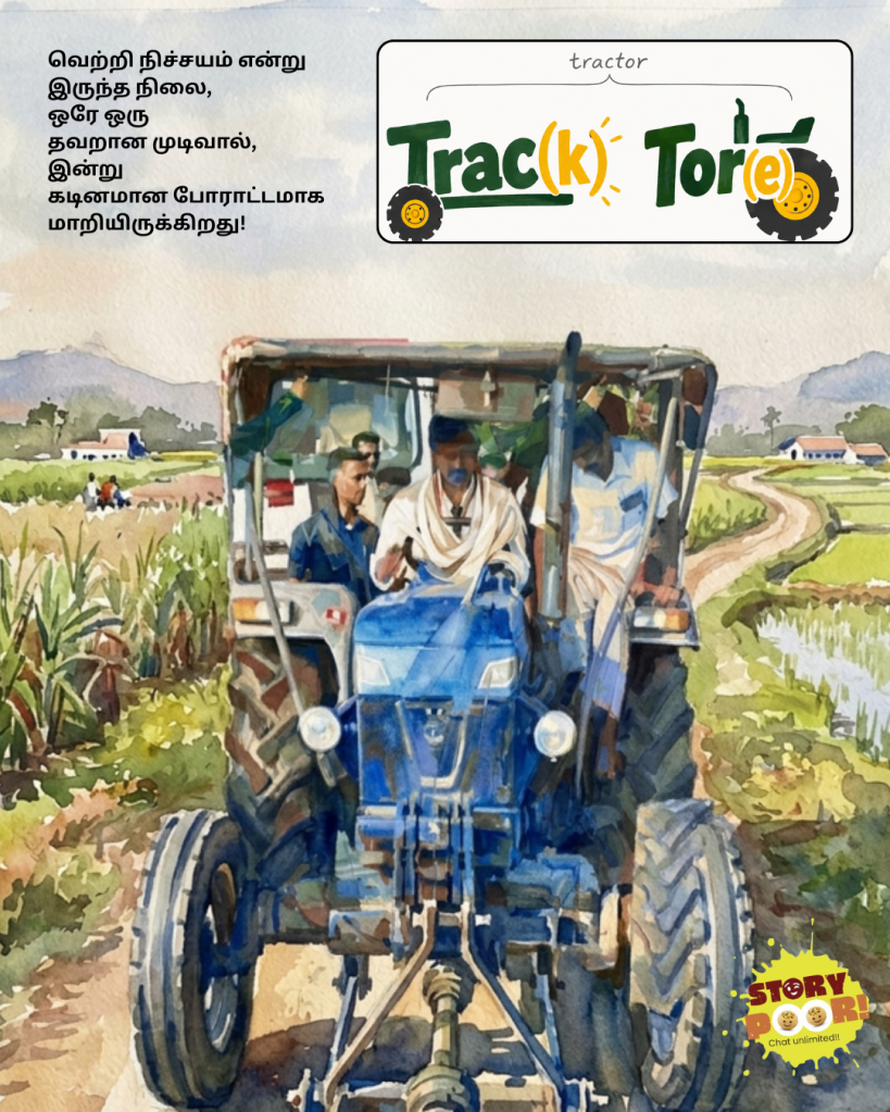 A cartton about TVK chief riding tractor in by election campaign in maduranthagam